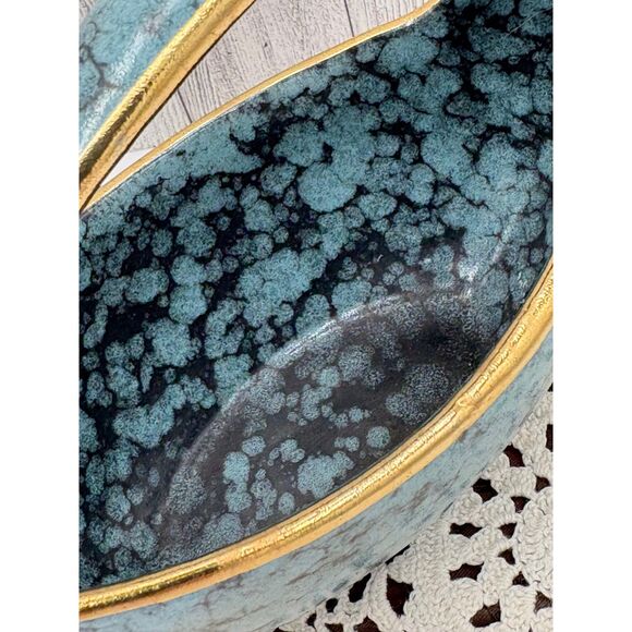 MCM Germany Assymetric Blue Black Gold Color Handled Dish Handmade Pottery - Picture 5 of 6